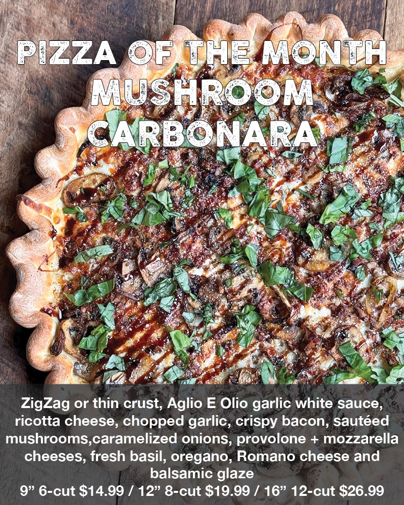 Pizza of the month Mushroom Carbonara
